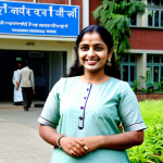 **

A confident, professional Bengali woman in a modest, well-tailored salwar kameez, standing in front of a modern hospital entrance with clear signage in Bengali.  She is smiling warmly. Background includes greenery and other patients walking by. Perfect anatomy, correct proportions, natural pose, well-formed hands, proper finger count, natural body proportions. Safe for work, appropriate content, fully clothed, professional, modest, family-friendly.

**