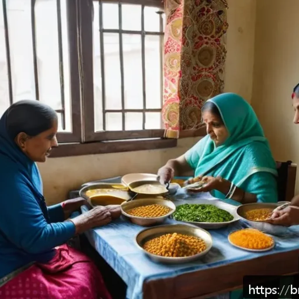 루게릭병 환자의 식단 관리 - A warm, inviting kitchen scene featuring a Bengali family preparing nutritious meals for a patient w...