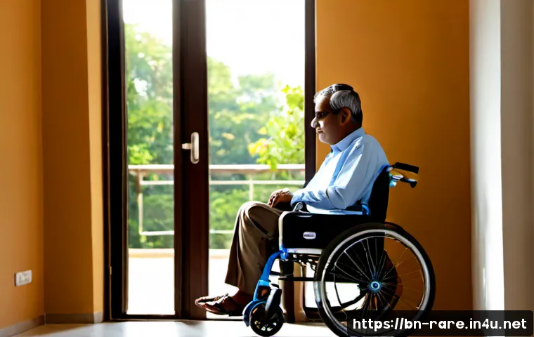근육병 환자를 위한 장기 요양서비스 - Photorealistic long-term care at home for an adult muscular dystrophy patient, a compassionate Benga...