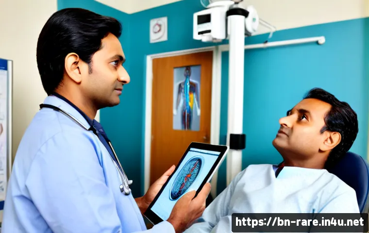 다발성 경화증 치료 기술 비교 - Photorealistic neurology consultation in a modern South Asian hospital, a middle-aged Bengali patien...